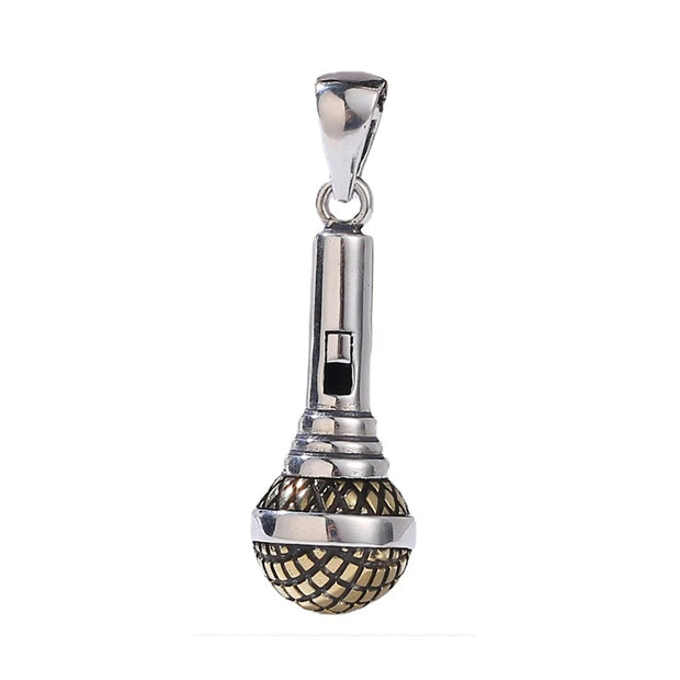 S925 Sterling Silver Microphone Pendant For Men And Women