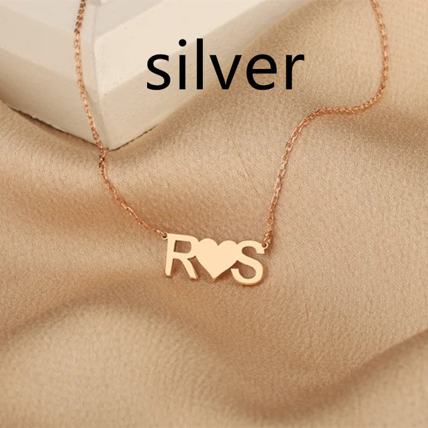 Stainless Steel Gold-plated Personalized Letter Pendant Necklace