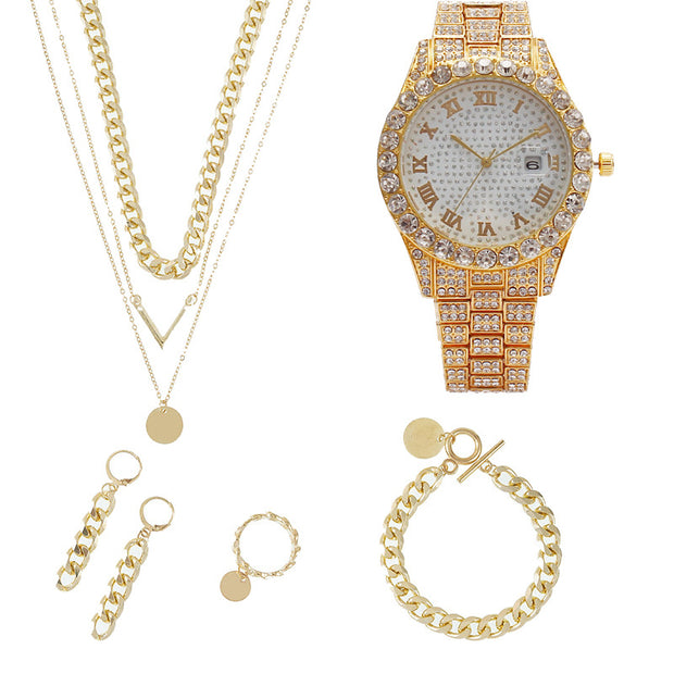 Women's Watch Jewelry 5-piece Set New Quartz