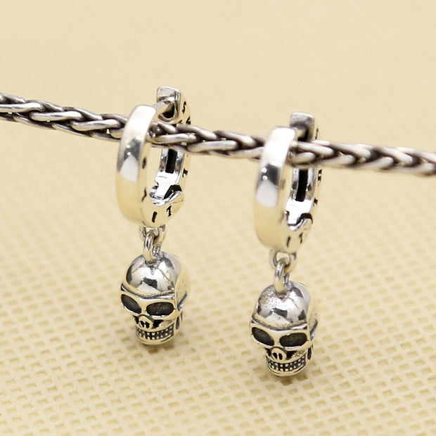 S925 Sterling Silver Fashion Earrings Skull Ring