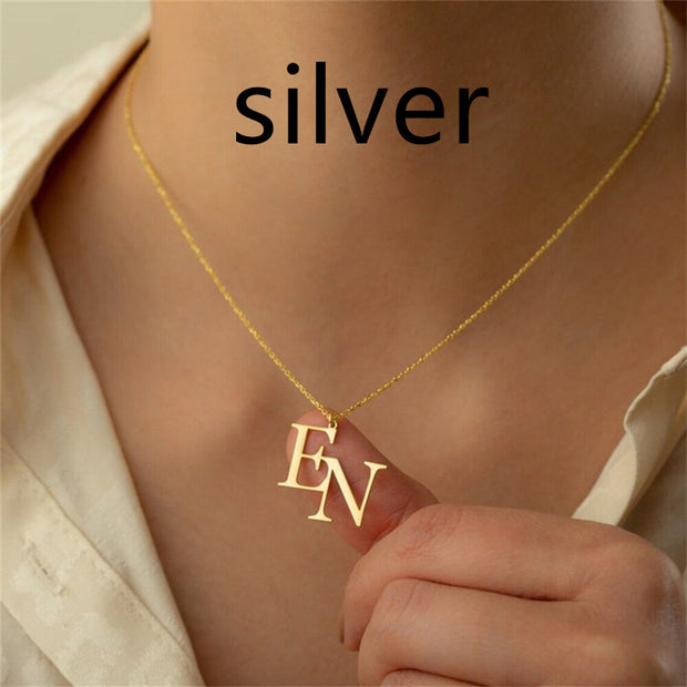 Stainless Steel Gold-plated Personalized Letter Pendant Necklace