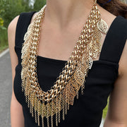 Gute Heavy Industry Waist Chain Multi-layer Golden Leaves Tassel