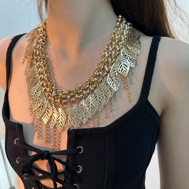 Gute Heavy Industry Waist Chain Multi-layer Golden Leaves Tassel