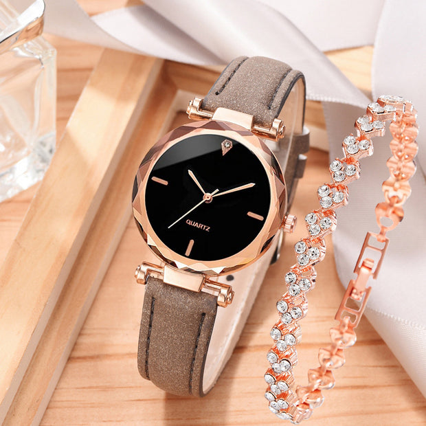 Watch Simple Belt Watch Quartz Watch Bracelet Suit