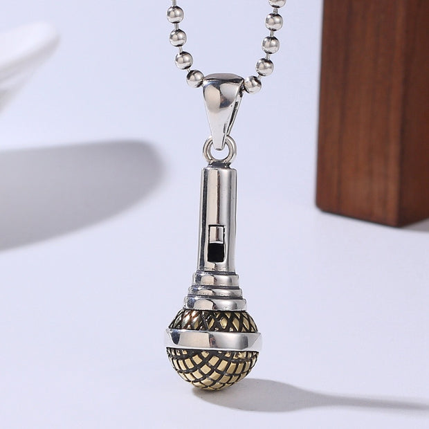 S925 Sterling Silver Microphone Pendant For Men And Women