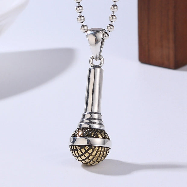 S925 Sterling Silver Microphone Pendant For Men And Women