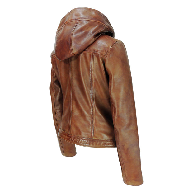 Sasha High Fashion Womens Hooded Leather Jacket